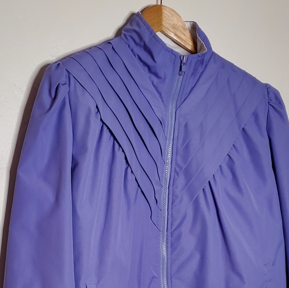 Periwinkle Purple Lightweight Vintage 80s Athletic Jacket with Angular Accents - Picture 8 of 15